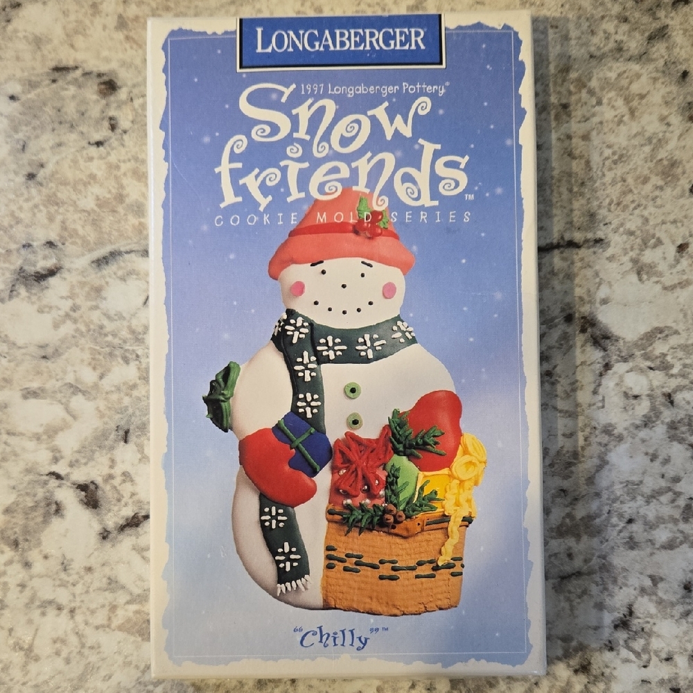 New Longaberger 1997 Snow Friends Series Chilly Pottery Cookie Mold